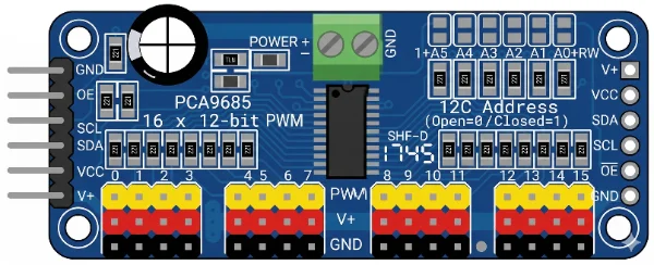16 Channel 12-Bit PWM Servo Driver I2C