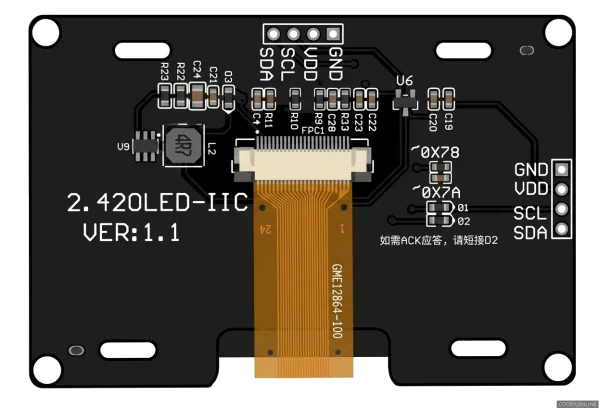 2.4 inch OLED Display I2C 3.3V