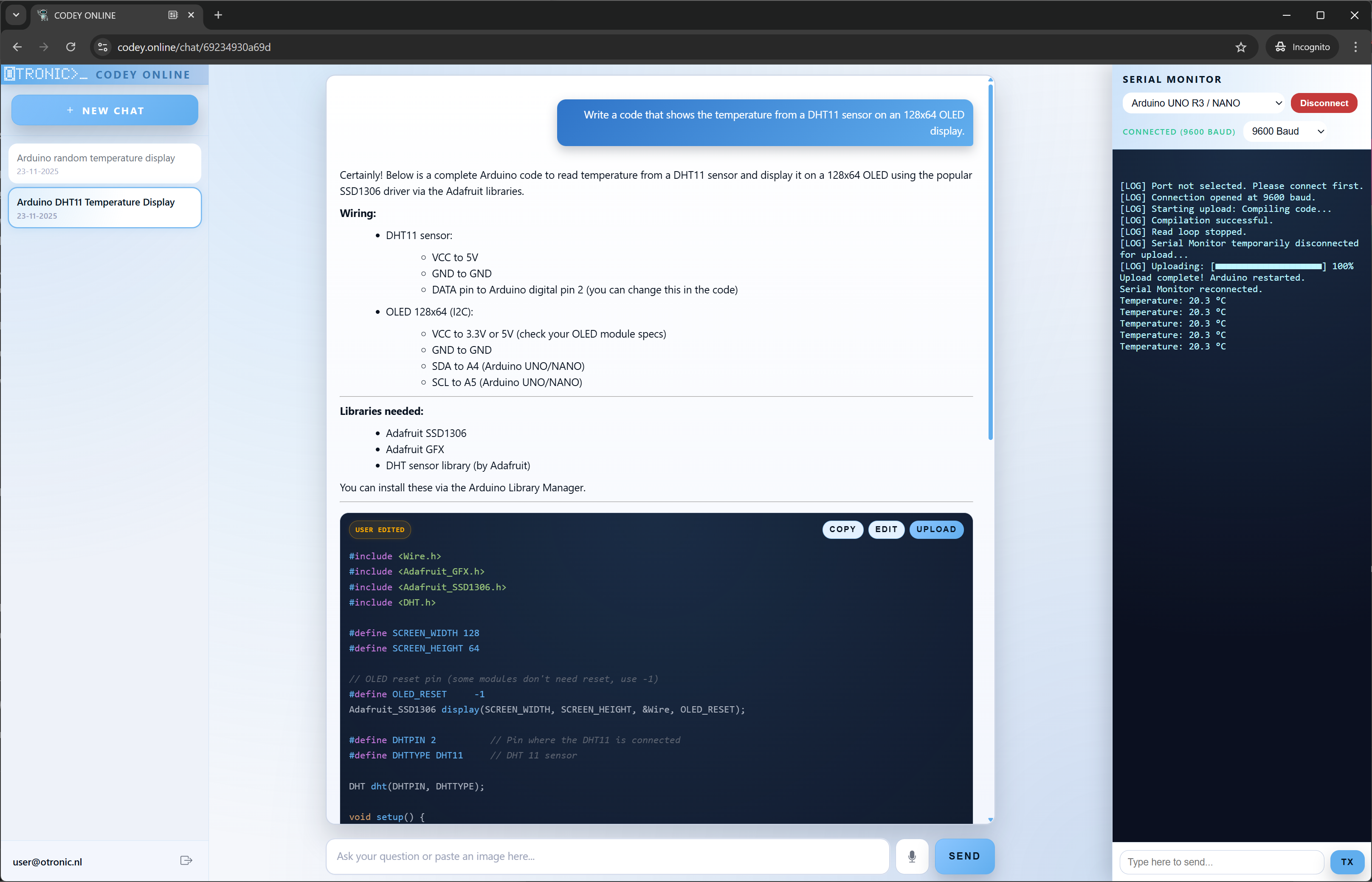 Codey Dashboard Interface
